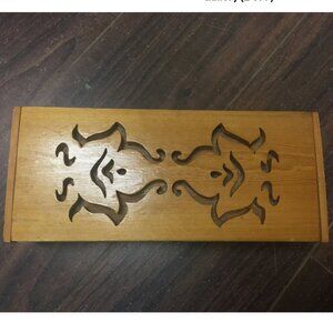 Vintage Wooden Trinket Chest Box Handmade Scrollwork 8" x 3.5"